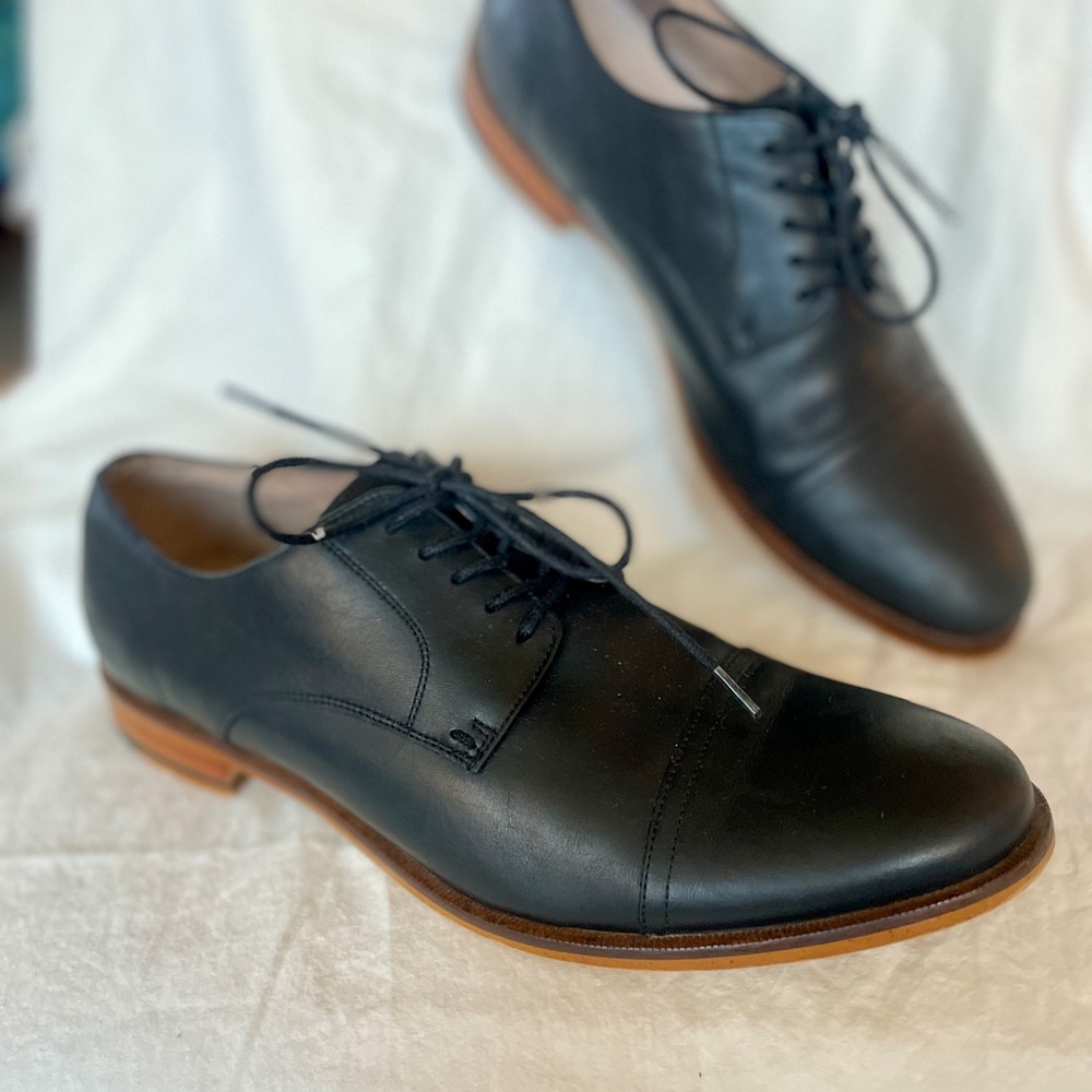 Black Genuine Leather Men's Oxford Shoes
